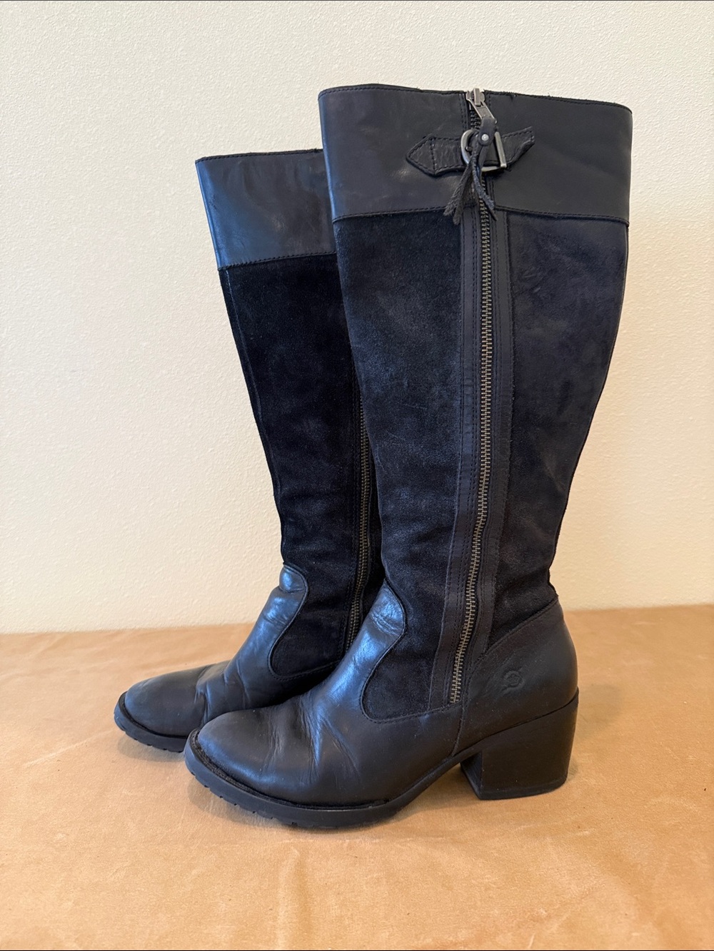 Classic Black Women's Leather & Suede Boots